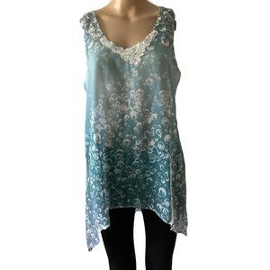 Studio Y Sheer Size L Bubbles Print Dressy Tank Top